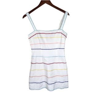 Forever 21 Mini‎ Dress Rainbow Stripe White Linen Women Juniors S Casual Summer